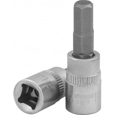 Торцевая головка 1/4"DR с шестигранной вставкой Hex 6 мм, L-37 мм S09H206