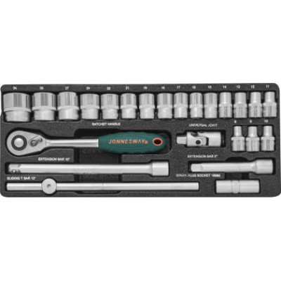 Набор головок торцевых 1/2"DR, 8-34 мм., с аксессуарами, 24 предмета S04H4724S